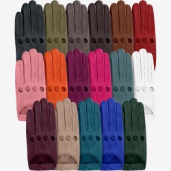 Alessa (orange) - lambskin leather driving gloves