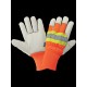 High-Visibility Standard-Grade Cowhide Leather Insulated Gloves with Knit Wrist 