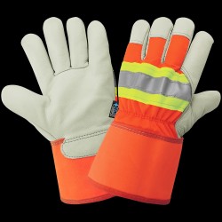 High-Visibility Standard-Grade Cowhide Leather Insulated Gloves with Safety Cuff