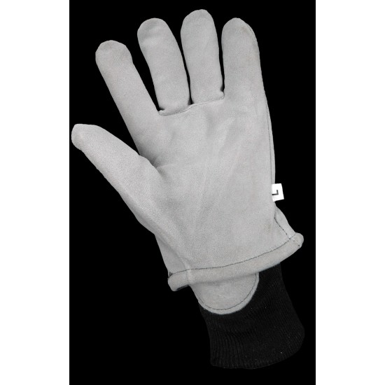 Heavy Gray Standard-Grade Split Cowhide Leather Insulated Freezer Gloves