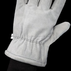 Heavy Gray Standard-Grade Split Cowhide Leather Insulated Freezer Gloves