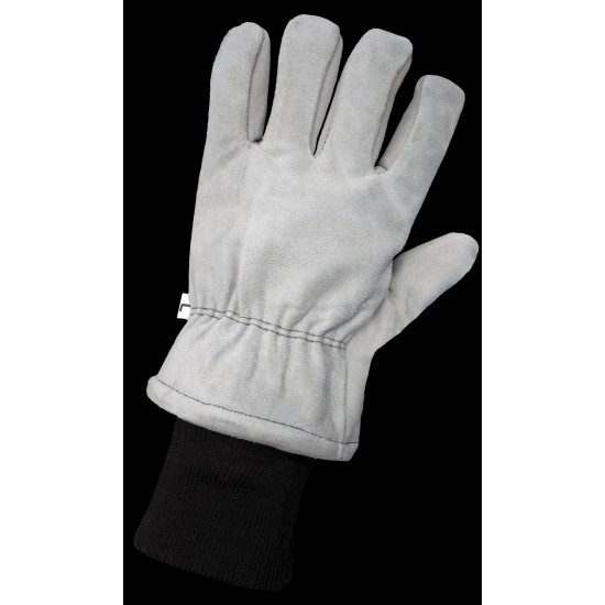 Heavy Gray Standard-Grade Split Cowhide Leather Insulated Freezer Gloves