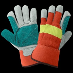 Economy High-Visibility Split Cowhide Leather Double Palm Gloves
