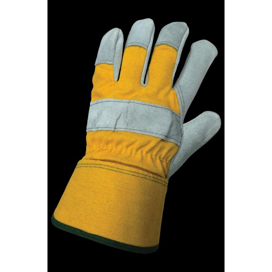 Cotton Duck Work Gloves with Leather Palm, Safety Cuff
