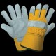 Cotton Duck Work Gloves with Leather Palm, Safety Cuff