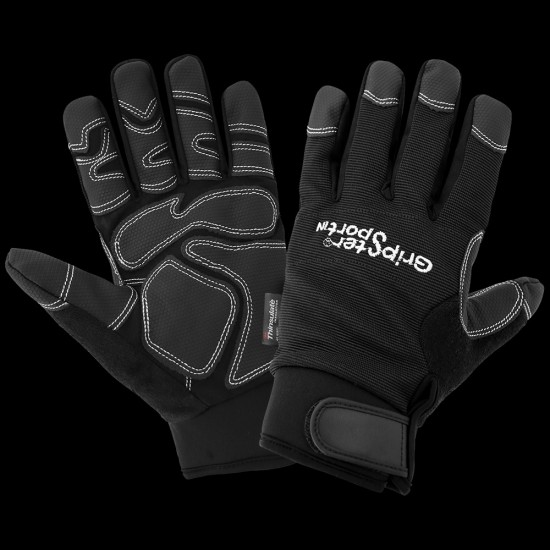 Gripster® Sport Low Temperature, Insulated, Waterproof, Synthetic Leather Palm Performance Gloves with a Spandex Back
