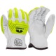 Pyramex Premium Grain Goatskin Hi-Vis Leather Driver A7 Cut Level 1 Impact Gloves