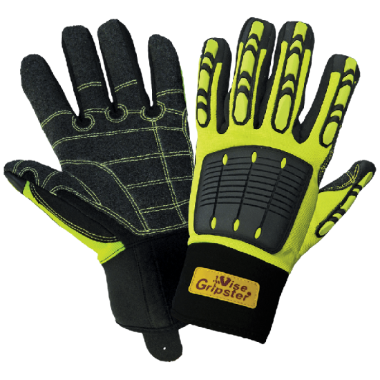 Global Glove Vice Gripster A3 Cut HiViz Lime Impact Glove with Armortex Palm