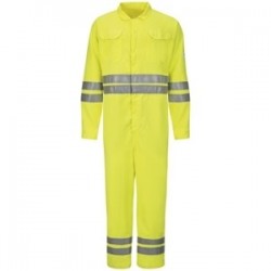 Bulwark CMD8HV Flame Resistant High Visibility Deluxe Coveralls With Reflective Trim - Cooltouch