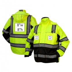 Custom Pyramex Type R Class 3 High-Vis Waterproof 2-in-1 Quilt Lined Parka - High Vis Lime Green