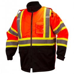 Custom Pyramex Type R Class 3 High-Vis Waterproof Quilt Lined Jacket with X-Back - High Vis Orange