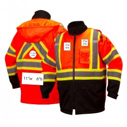 Custom Pyramex Type R Class 3 High-Vis Waterproof Quilt Lined Jacket with X-Back - High Vis Orange