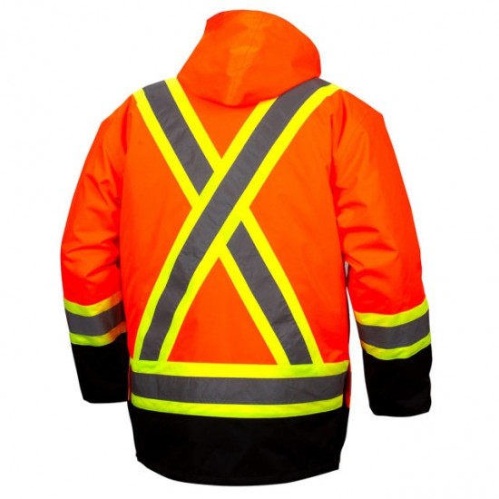 Custom Pyramex Type R Class 3 High-Vis Waterproof 7-in-1 Parka with X-Back - High Vis Orange