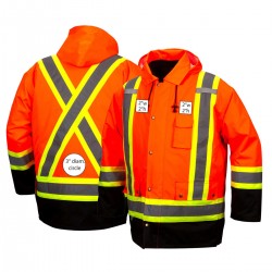 Custom Pyramex Type R Class 3 High-Vis Waterproof 7-in-1 Parka with X-Back - High Vis Orange
