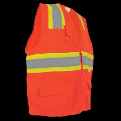 HV High-Visibility Orange Mesh/Solid Surveyors Safety Vest - GLO