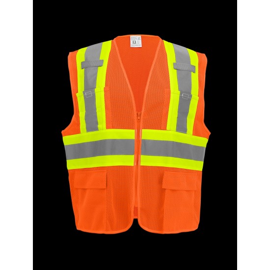  HV High-Visibility Orange Lightweight Mesh Surveyors Vest with Contrasting Trim - GLO