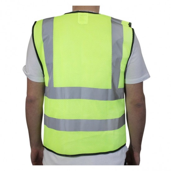 Rugged Blue Class 2 Horizontal Striped Mesh Safety Vest - High Vis Yellow