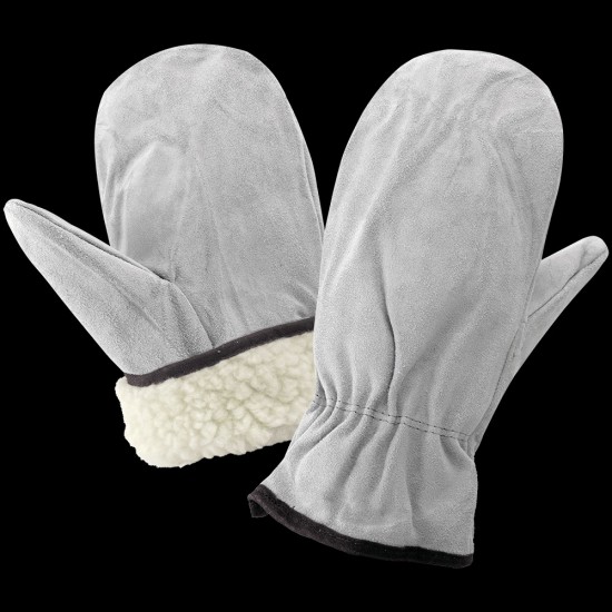 Quality Split Cowhide Leather Cotton Pile Lined Mitten