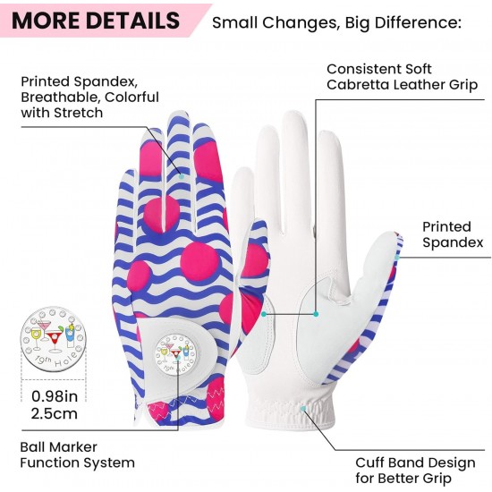 Live Love Golf (New) Women's Golf Glove With Ball Marker