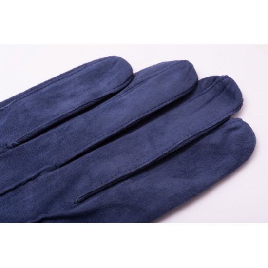 Navy Blue Gray Suede Unlined Leather Mens Gloves with Button by Fort Belvedere