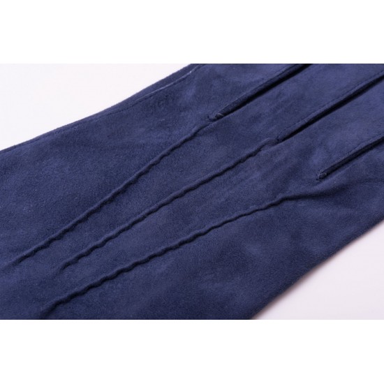 Navy Blue Gray Suede Unlined Leather Mens Gloves with Button by Fort Belvedere