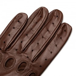 Arezzo - Men's Leather Driving Gloves In Saddle Brown Nappa Leather