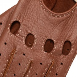 Rome - Men's Deerskin Driving Gloves In Camel & Creme
