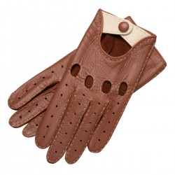 Rome - Men's Deerskin Driving Gloves In Camel & Creme