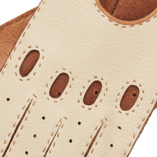 Rome - Men's Deerskin Driving Gloves in Creme & Natural