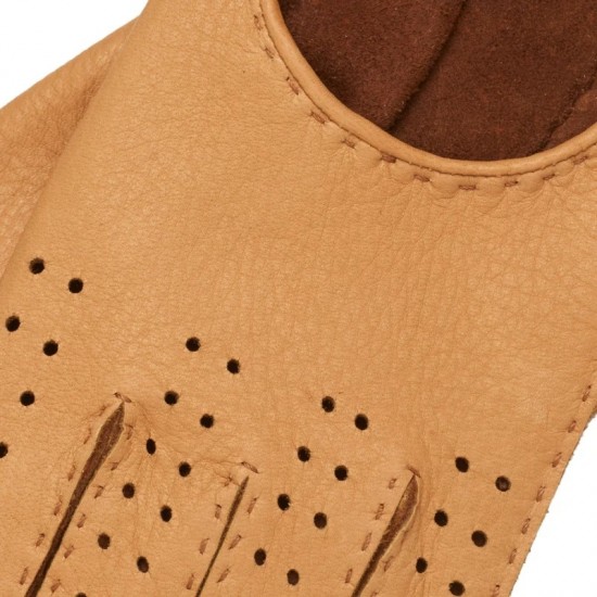 Monza - Men's Hand Sewn Deerskin Driving Gloves In Natural