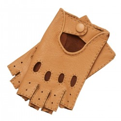 Rome Spring - Men's Deerskin Fingerless Driving Gloves In Natural