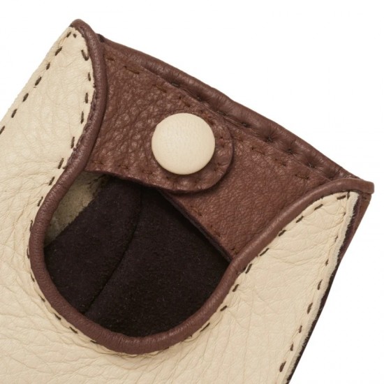 Rome - Men's Deerskin Driving Gloves In Creme & Taupe