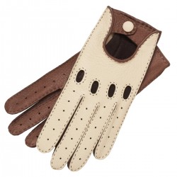 Rome - Men's Deerskin Driving Gloves In Creme & Taupe