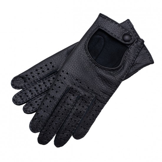 Monza - Men's Hand Sewn Deerskin Driving Gloves In Black