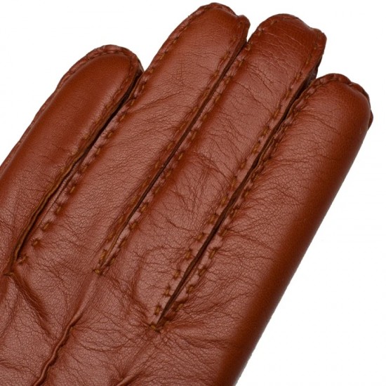 Treviso Hand Sewn Men'S Gloves In Tobacco
