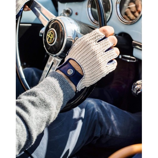 HERITAGE - Leather Driving Gloves - Ivory/Blue1