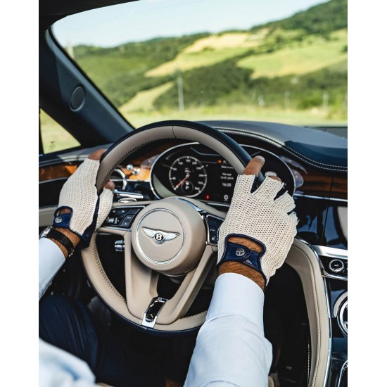 HERITAGE - Leather Driving Gloves - Ivory/Blue1