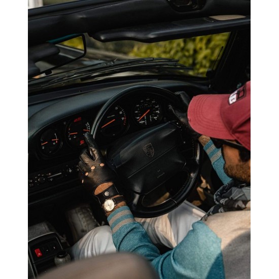 AUTHENTIC RACE MK2 - Leather Driving Gloves - Black/Black