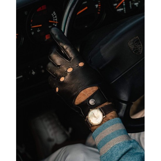 AUTHENTIC RACE MK2 - Leather Driving Gloves - Black/Black