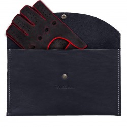 POWERSLIDE - Fingerless Suede Driving Gloves - Dark Grey/Red