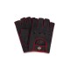 POWERSLIDE - Fingerless Suede Driving Gloves - Dark Grey/Red