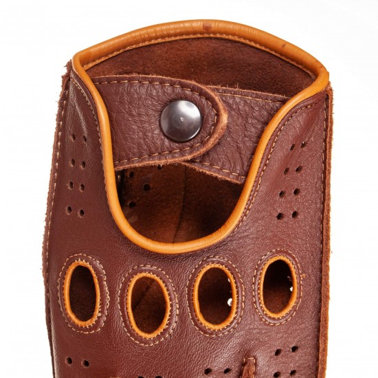 Men’s Driving Gloves Deerskin Leather Hand Made Cognac Tan Color With Touchscreen