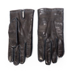 Men’s Touch Screen Deerskin Winter Gloves Rabbit Fur Lined Camel