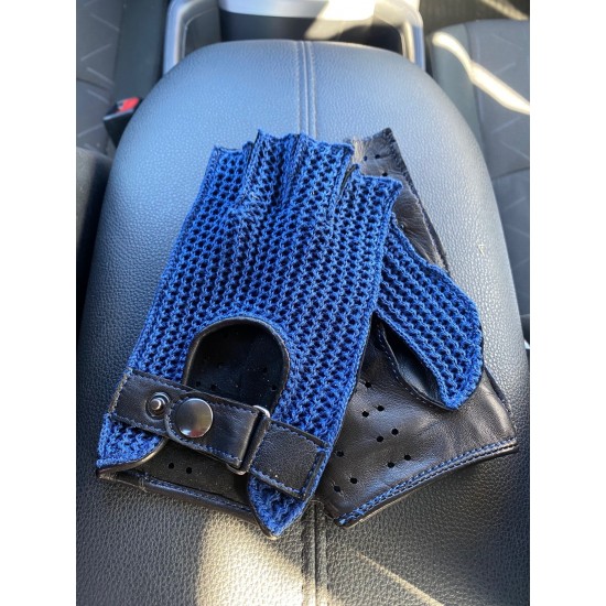 Men’s Black Lambskin Driving Gloves With Red Stitching Hand Sewn