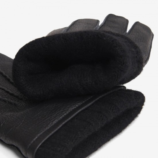 Vittoria (black) - American deerskin leather gloves with cashmere lining