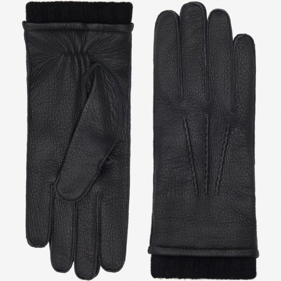 Vittoria (black) - American deerskin leather gloves with cashmere lining