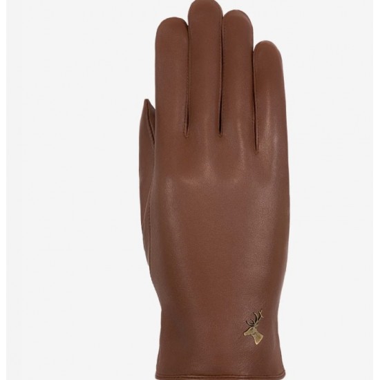 Isabella (cognac) - lambskin leather gloves with cashmere lining