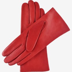 Isabella (red) - lambskin leather gloves with cashmere lining & touchscreen