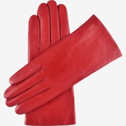 Isabella (red) - lambskin leather gloves with cashmere lining & touchscreen