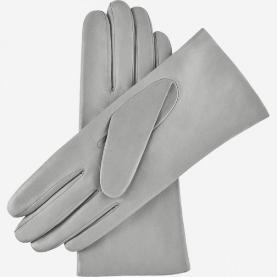 Isabella (grey) - lambskin leather gloves with cashmere lining